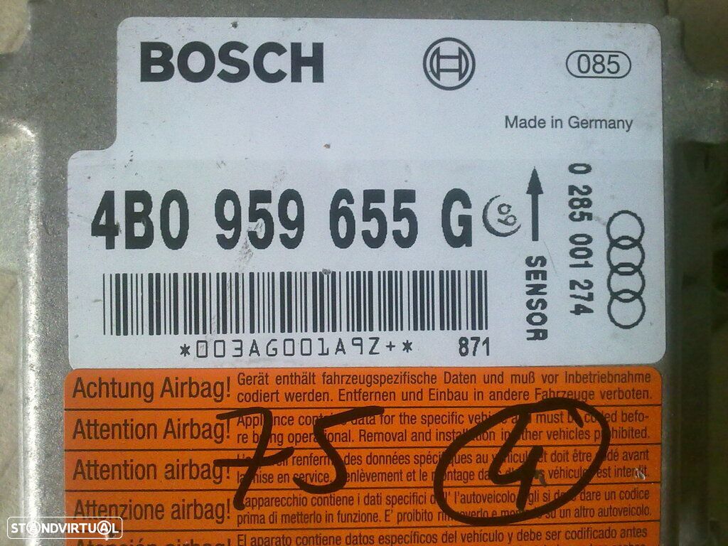 Modulo Airbag 4B0959655G 0285001274 AUDI A6 2001 AUDI A6 4B AVANT 1999 2.5TDI 150CV 5P AZUL - 1