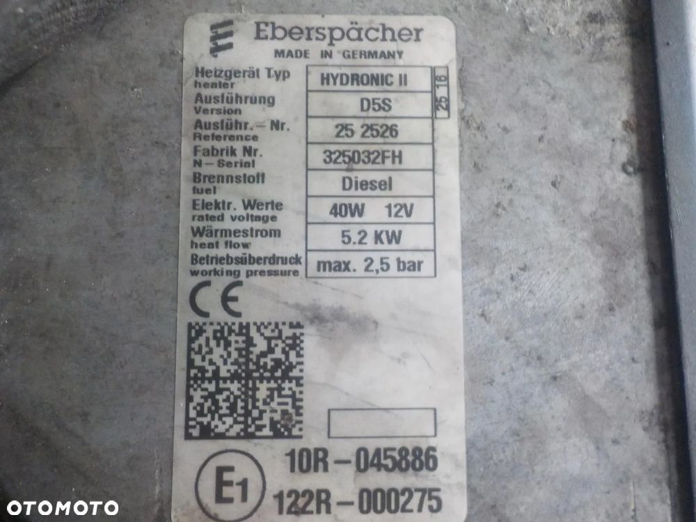 OGRZEWANIE POSTOJOWE EBERSPACHER HYDRONIC D5S - 6