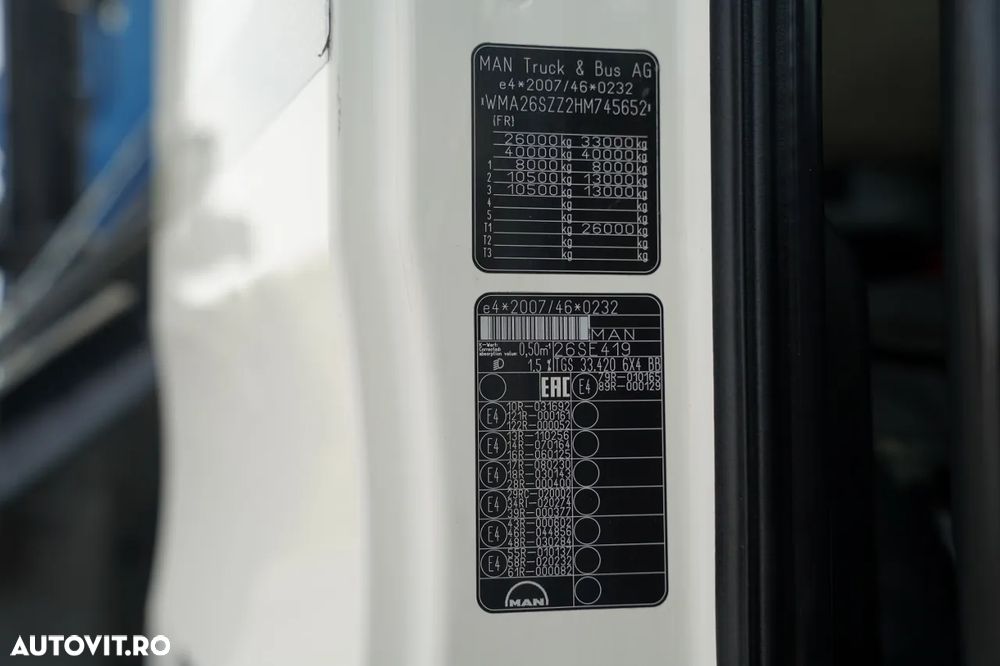 MAN TGS 33.420 / 6x4 / BASCULĂ 3 LATE / 2x HIDRODECKER + HIAB 158 E-2 HDS / MAX 5.900 / AUTOMAT / EURO 6 - 39