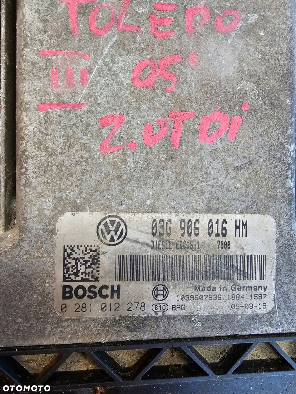 STEROWNIK KOMPUTER VW SEAT TOLEDO III 05 2.0TDI 0281012278 03G906016HM - 2