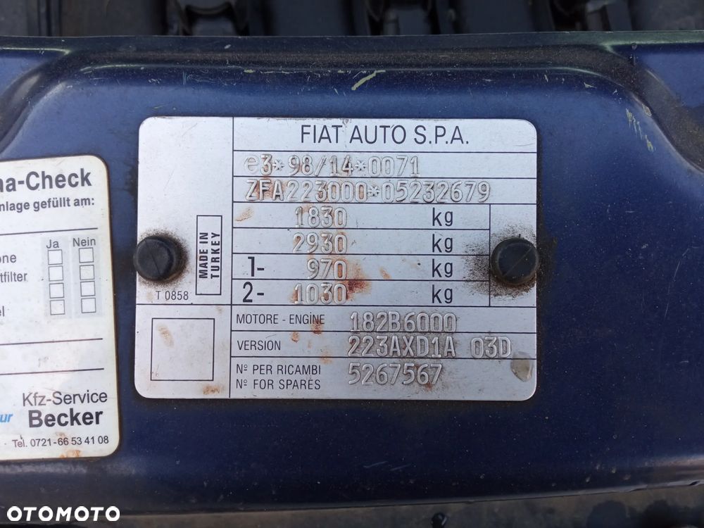 Na części FIAT DOBLO I Malibu kod lakieru: 480 silnik 1.6 16v 103KM 182B6000 skrzynia maska zderzak drzwi klapa szyba fotel kanapa lusterko lampa deska - 13