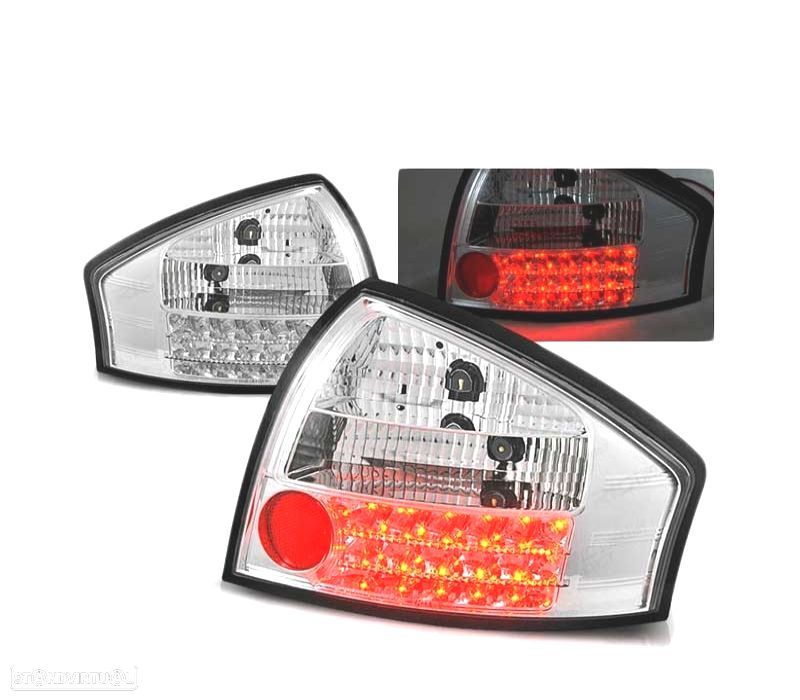 FAROLINS TRASEIROS LED PARA AUDI A6 97-04 CROMADO - 1