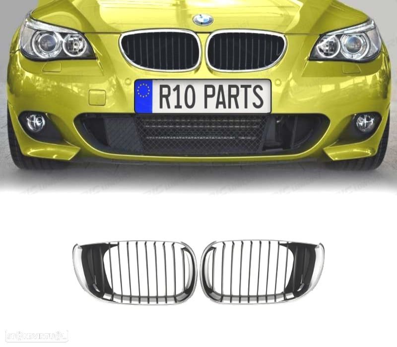 GRELHAS FRONTAIS BMW E60 E61 03-10 PRETO CROMADO - 1