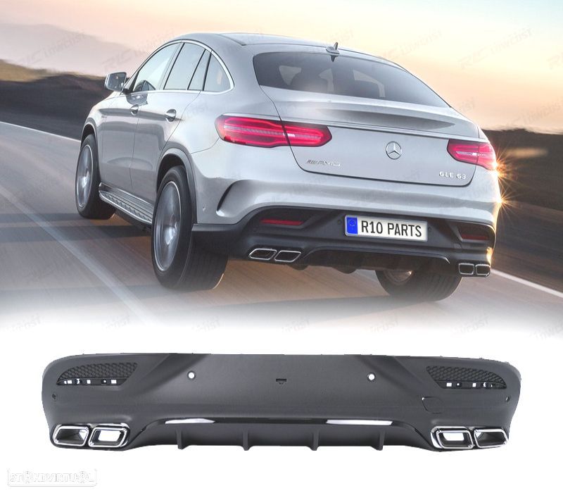 DIFUSOR MERCEDES GLE C292 COUPÉ 15- PRETO + PONTEIRAS ESCAPE - 1