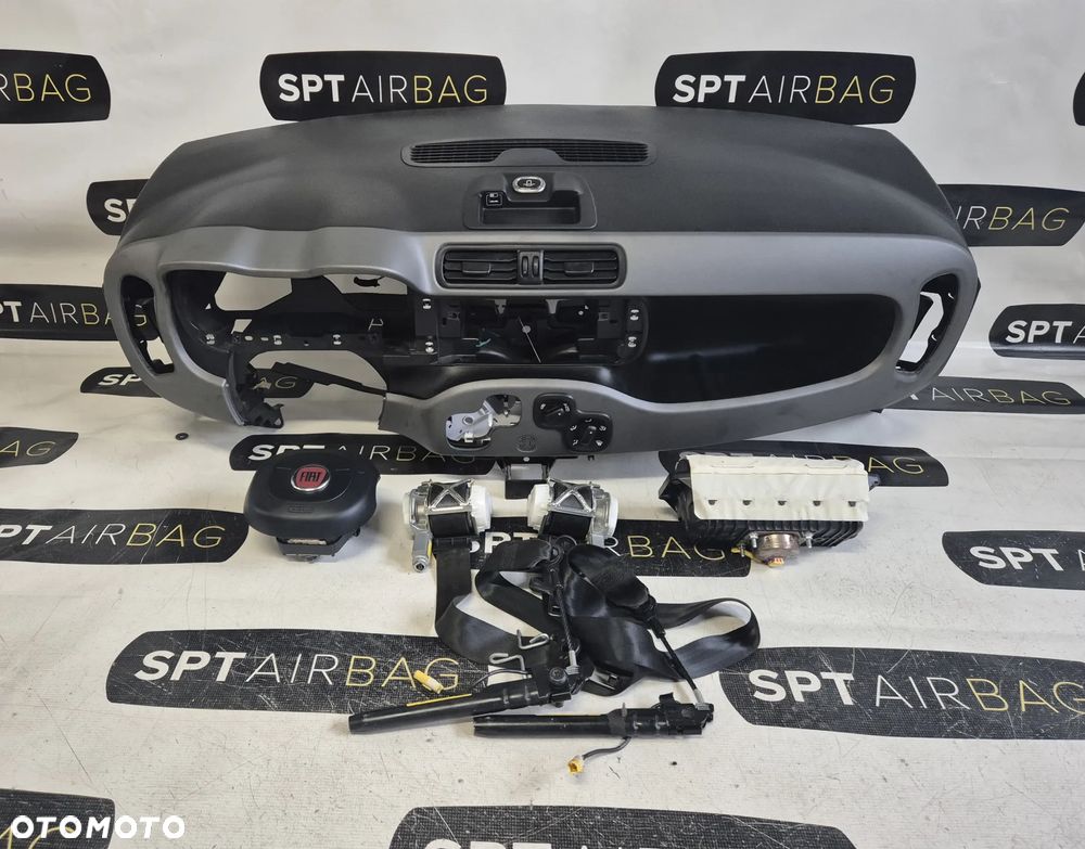 FIAT PANDA DESKA ROZDZIELCZA KONSOLA KOKPIT PULPIT PODUSZKI AIRBAG AIR BAG PASY KIT SET - 1