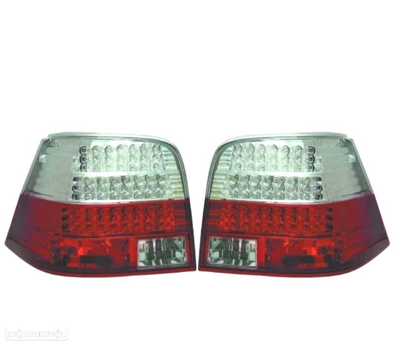 FAROLINS VOLKSWAGEN VW GOLF 4 97-03 LED VERMELHO CROMADO - 1