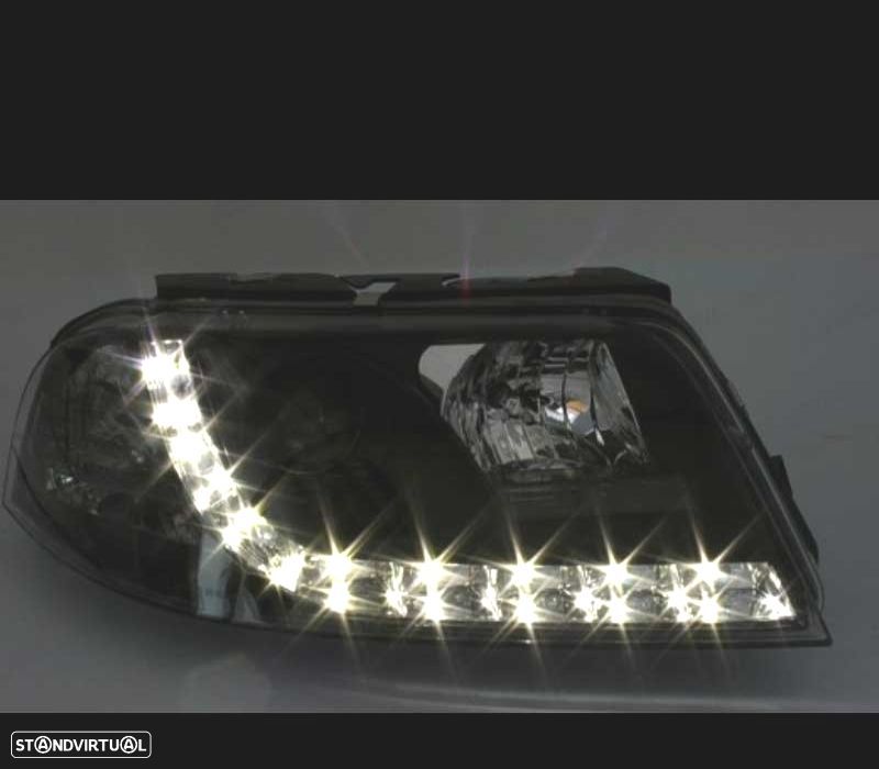 FARÓIS FRENTE LUZ DIURNA PARA VOLKSWAGEN VW PASSAT3BG 00-05 FUNDO PRETO - 2