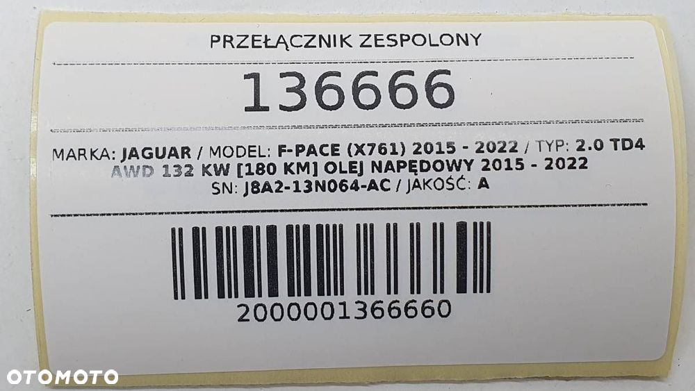 PRZEŁĄCZNIK ZESPOLONY TAŚMA JAGUAR F-PACE X761 J8A2-13N064-AC EUROPA - 10