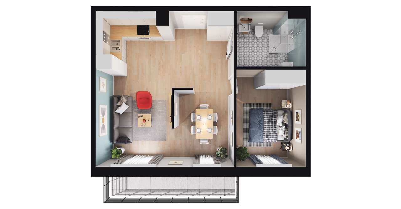 2-pokojowe mieszkanie 50m2 + balkon Bezpośrednio - Pełny obrazek: 3/13