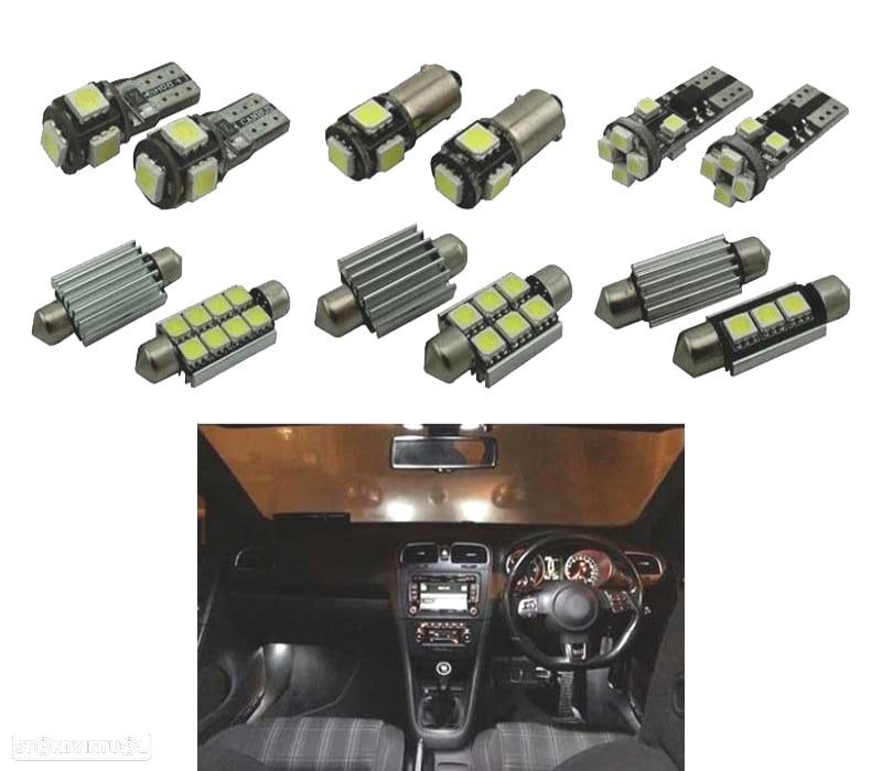 KIT 16 LAMPADAS LED INTERIOR PARA VOLKSWAGEN VW GOLF 5 GTI 06-09 - 1