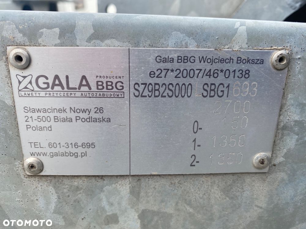 Gala BBG GALA SYRIUSZ Laweta Inny 4.5mx2m 2700kg - 4