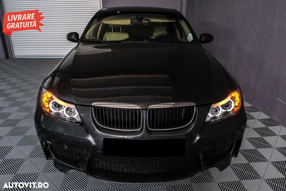 Faruri BMW Seria 3 E90 Sedan E91 Touring (03.2005-08.2008) Angel Eyes Negru- livrare gratuita - 2