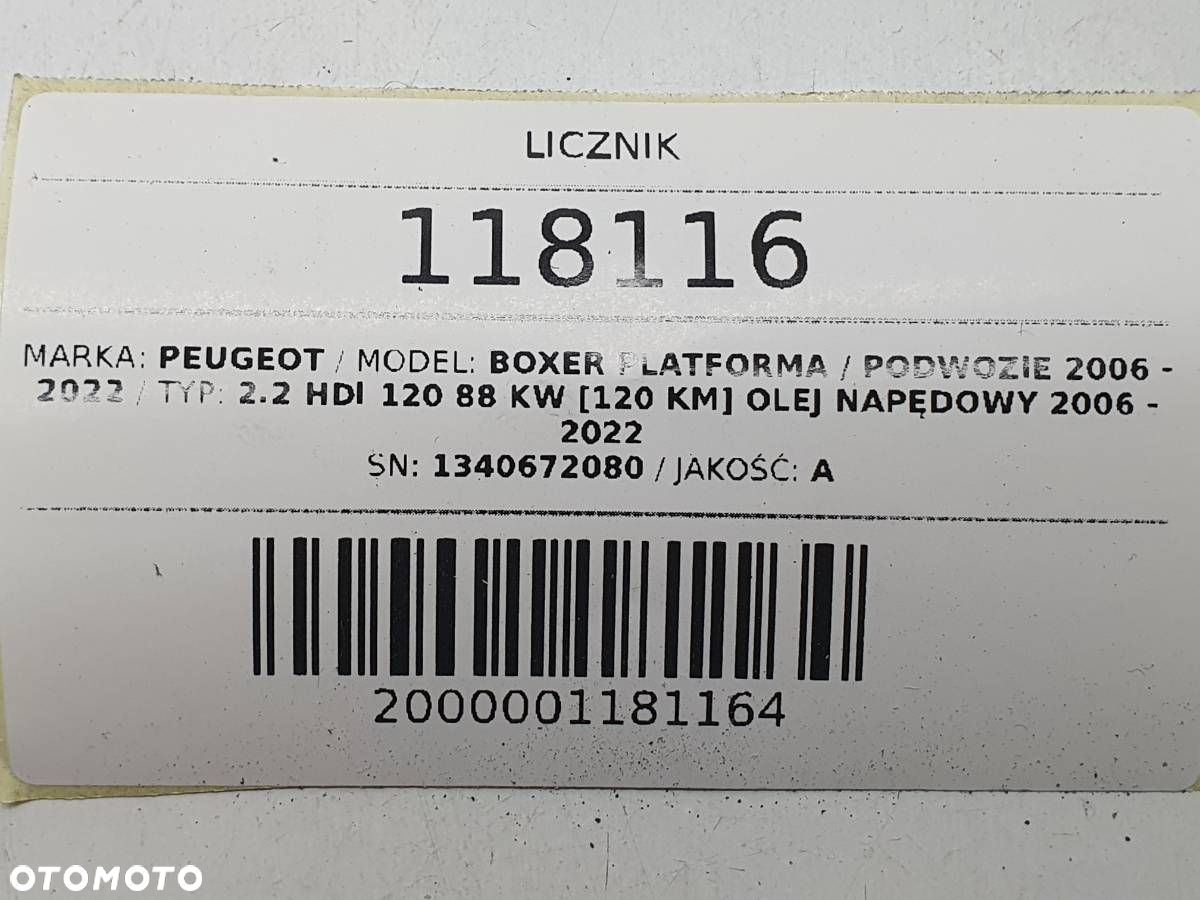 LICZNIK ZEGARY PEUGEOT BOXER II 2.2 HDI EUROPA 1340672080 - 10