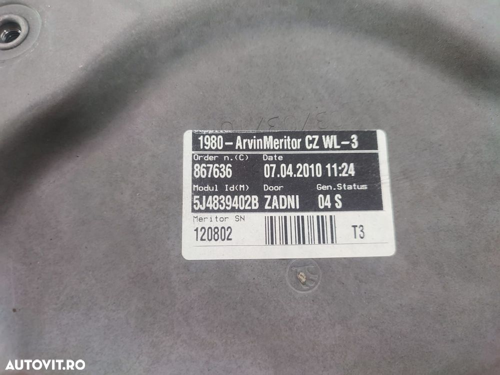 Macara stanga spate 5j4839402b Skoda Fabia 2 [facelift] [2010 - 2014] - 3