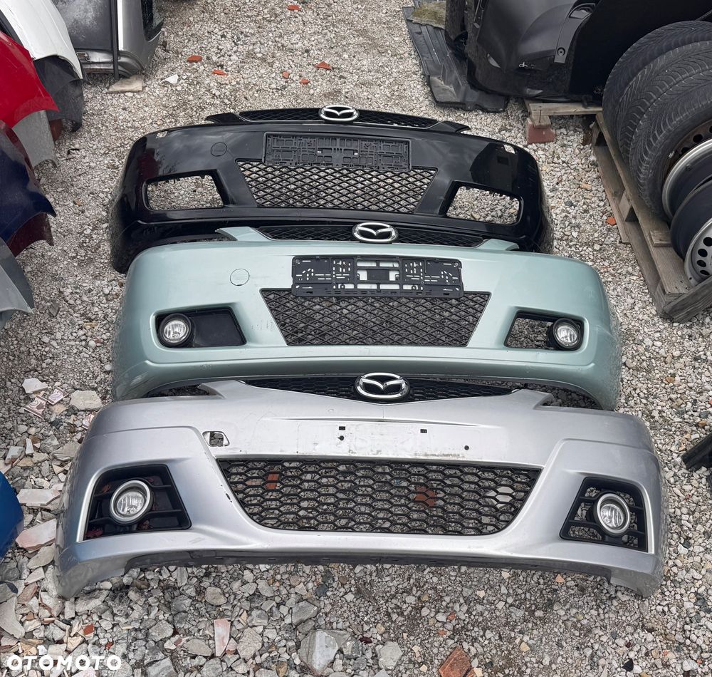 Mazda 5 CR 2005/2007 i 2008/2010r zderzak przedni tylny maska błotnik wzmocnienie belka chłodnice stan b.dobry Europa zwykle i xenon ksenon gołe i kompletne !!! Posiadam również zbiorniczki spryskiwaczy  spryskiwacze lamp  halogeny kratki  Grill i dużo innych Czesci do mazdy 5 CR !!! - 1