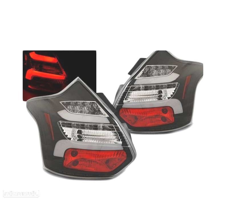FAROLINS TRASEIROS LED DINÂMICOS FORD FOCUS 3 HATCHBACK 11-14 BLACK PRETO - 1