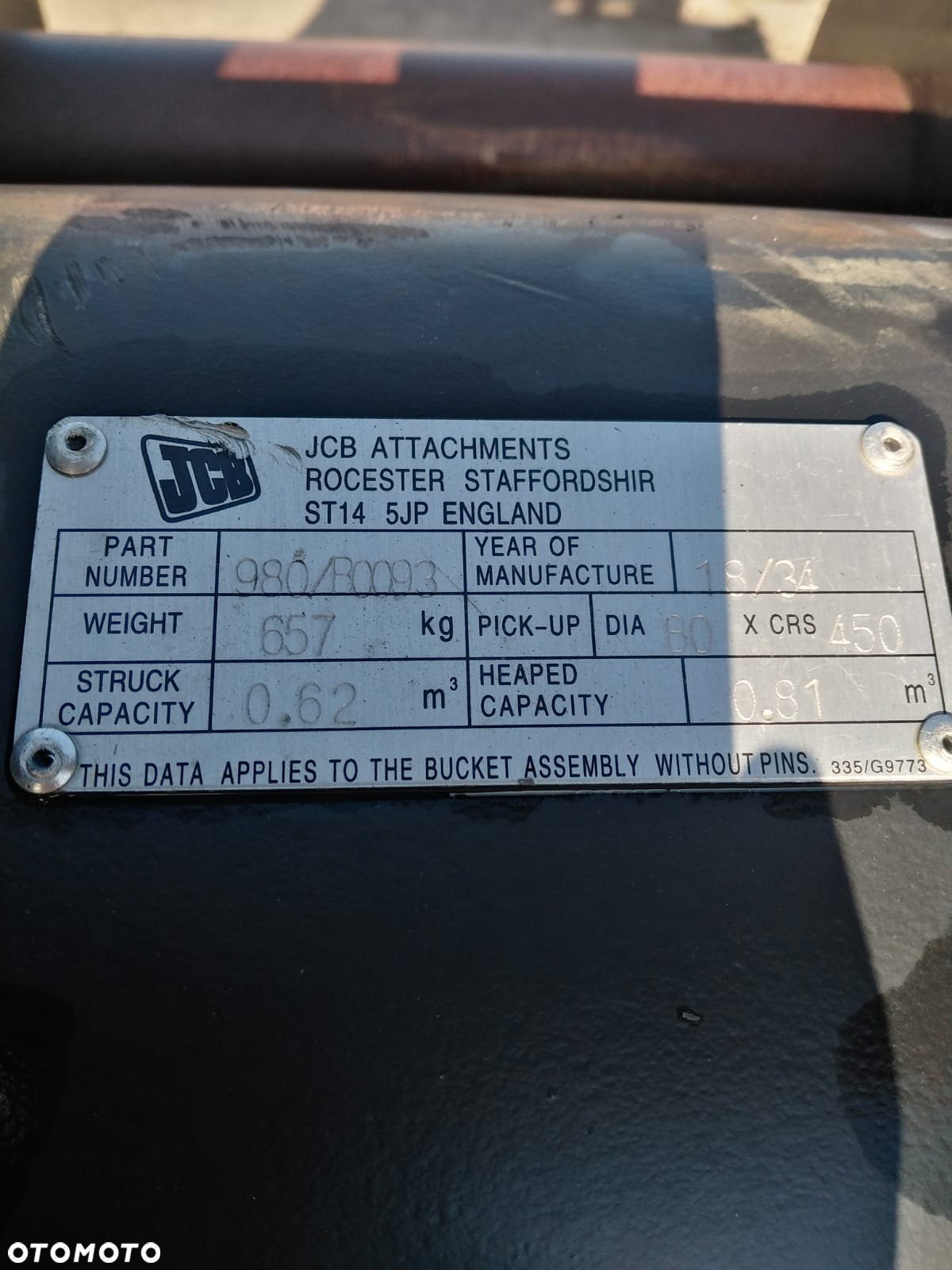 Łyżka kopiąca JCB 105cm JCB JS220 JCB JS160 175 ORG JCB - 6