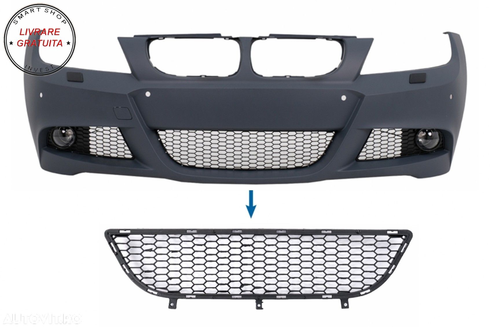 Grila central inferioara compatibila cu BMW Seria 3 E90 E91 LCI (2008-2011) M-Tech- livrare gratuita - 1