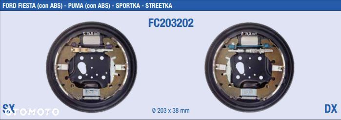 Tarcza kotwiczna tylna kompletna (P + L) do Ford Fiesta FC203202 AMH03202 - 5