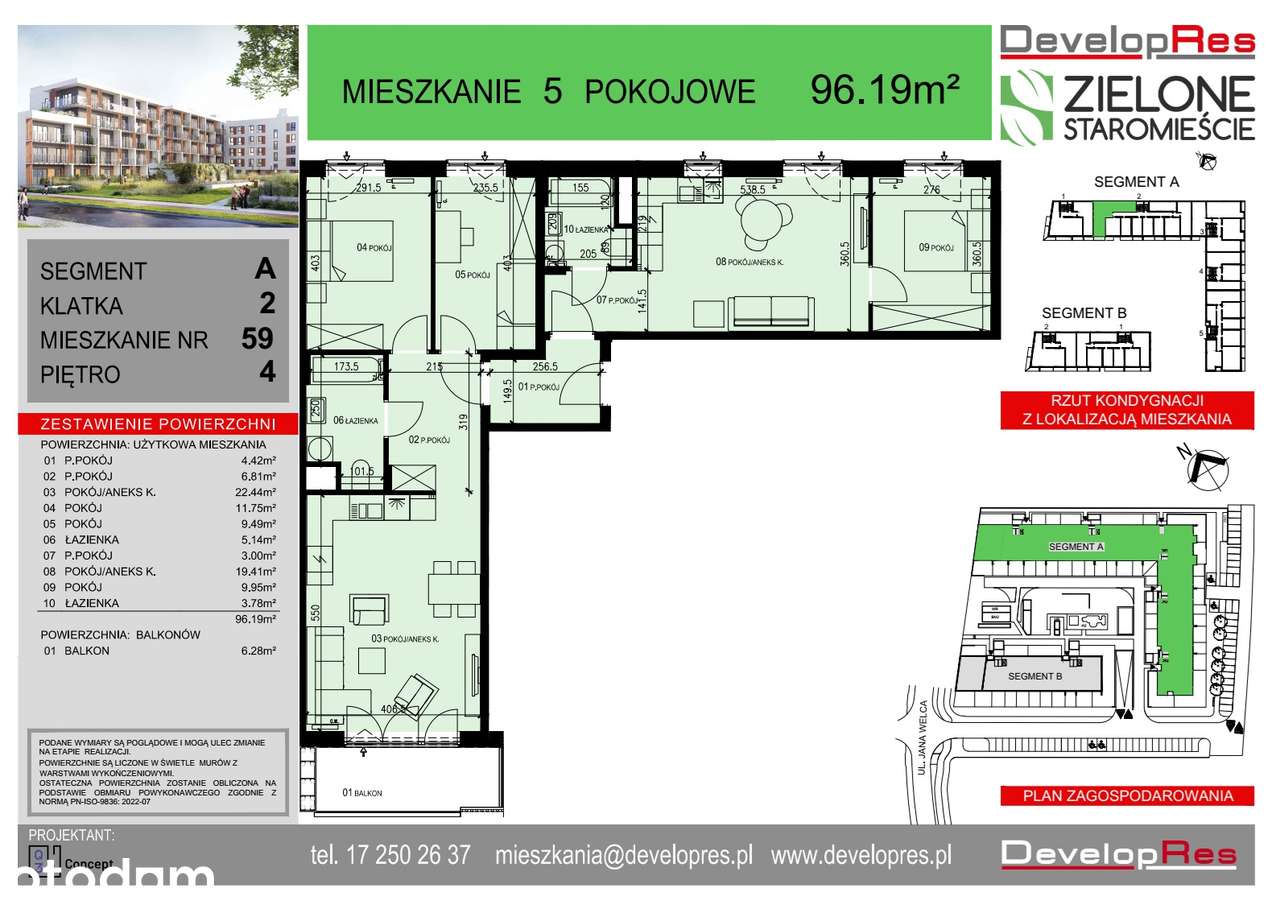Dla inwestora - 5 pokoi| 96,19 m² | Zielone Staromieście A-59|