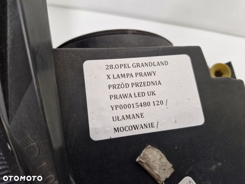 OPEL GRANDLAND X LAMPA PRAWY PRZÓD PRZEDNIA PRAWA LED UK YP00015480 - 6