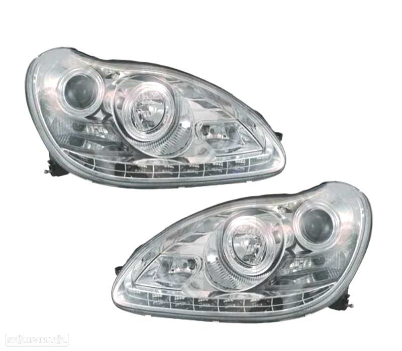 FAROIS XENON LED MERCEDES S W220 02-05 FUNDO CROMADO - 2