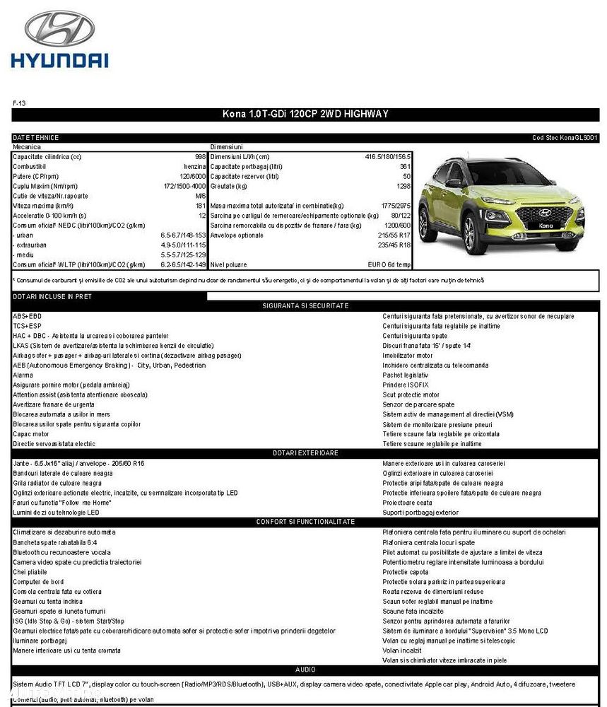 Hyundai KONA 1.0 T-GDI 2WD Highway - 12