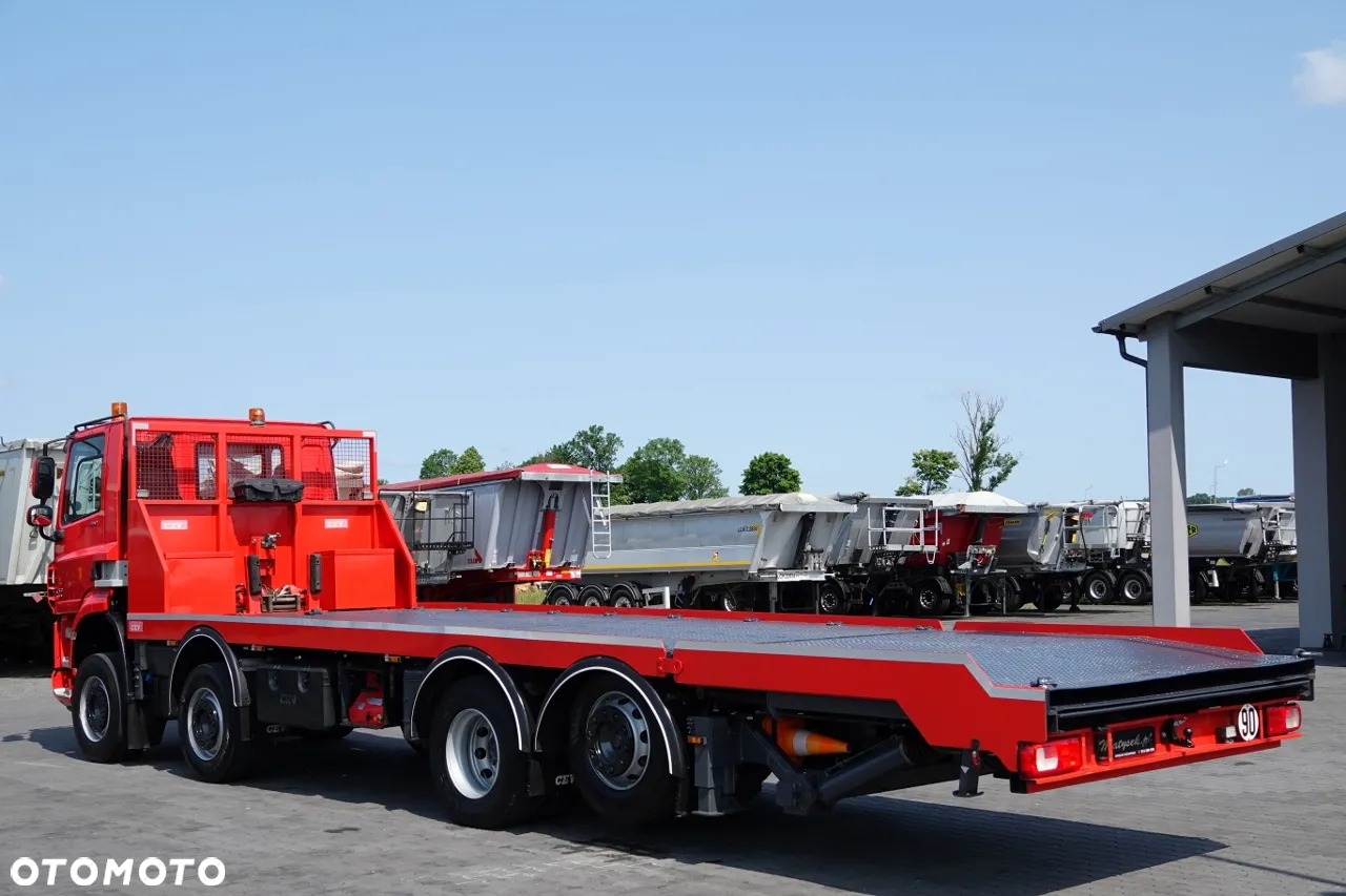 DAF CF 460 / 8x2/  LAWETA / PLATFORMA / NAJAZDY HYDRAULICZNE / WYCIĄGARKA / oś skrętna i podnoszona / EURO 6 - 7