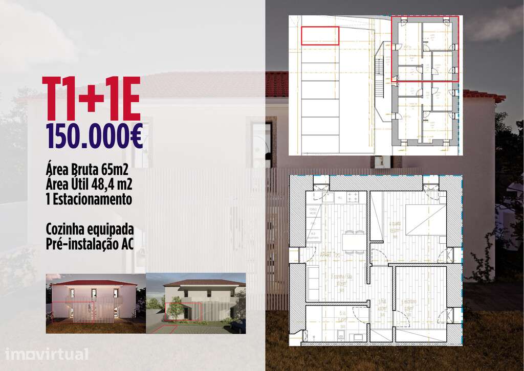 Apartamento T1+1+Aparcamento,CARAPINHEIRA - Grande imagem: 2/4