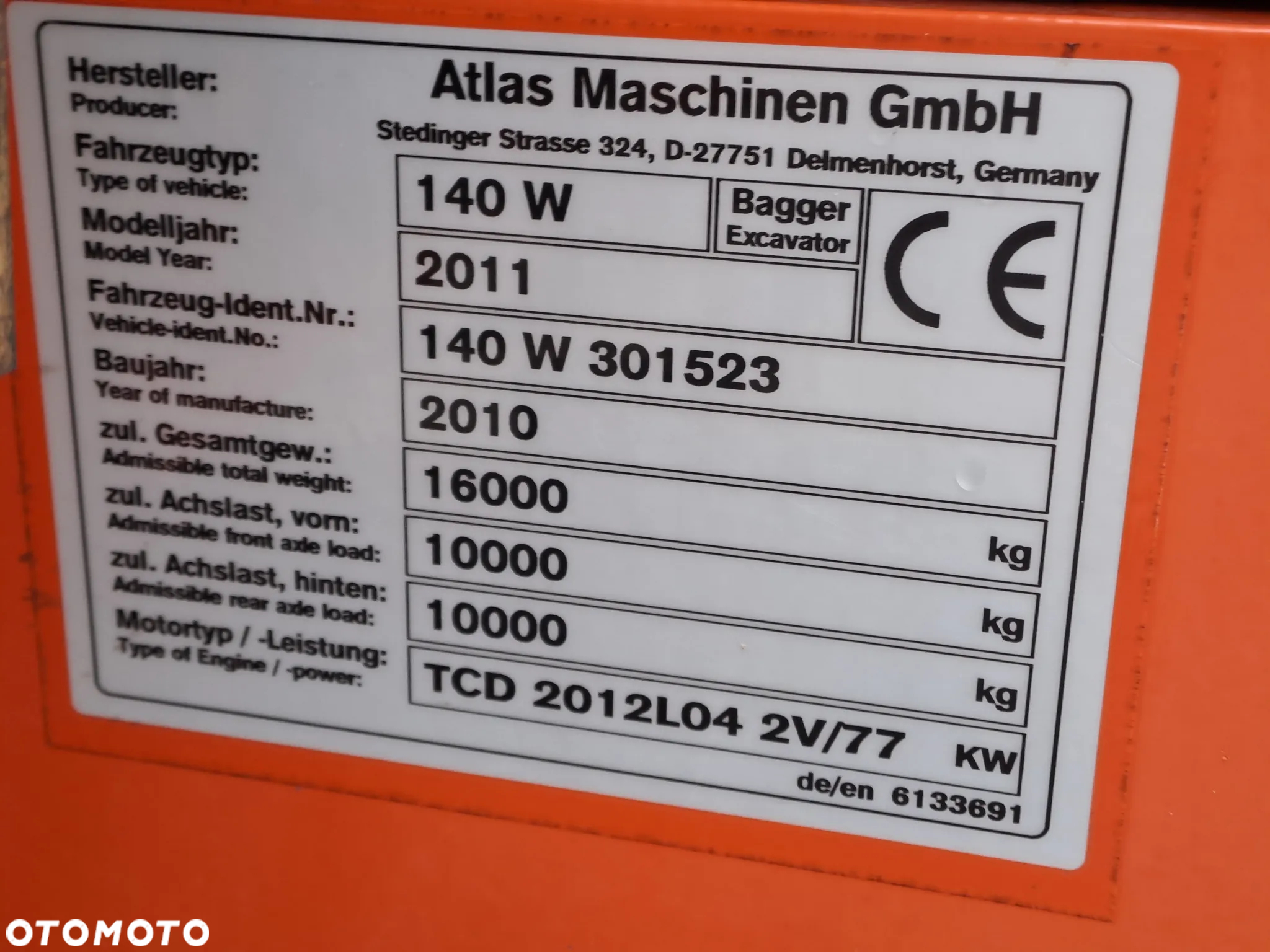 Atlas 140 W SUPER STAN Z NIEMIEC /150 /160 / 1305 /, 1505, 1605 - 13