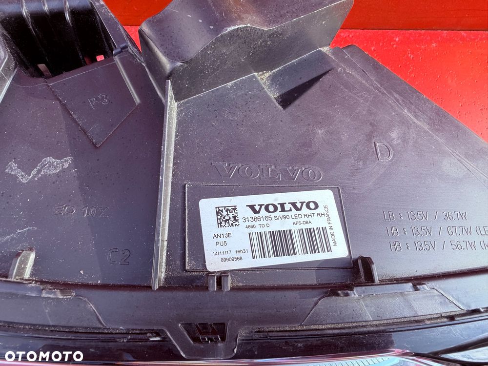 LAMPA PRAWA VOLVO S90 V90 FULL LED BDB EU 31386165 - 4