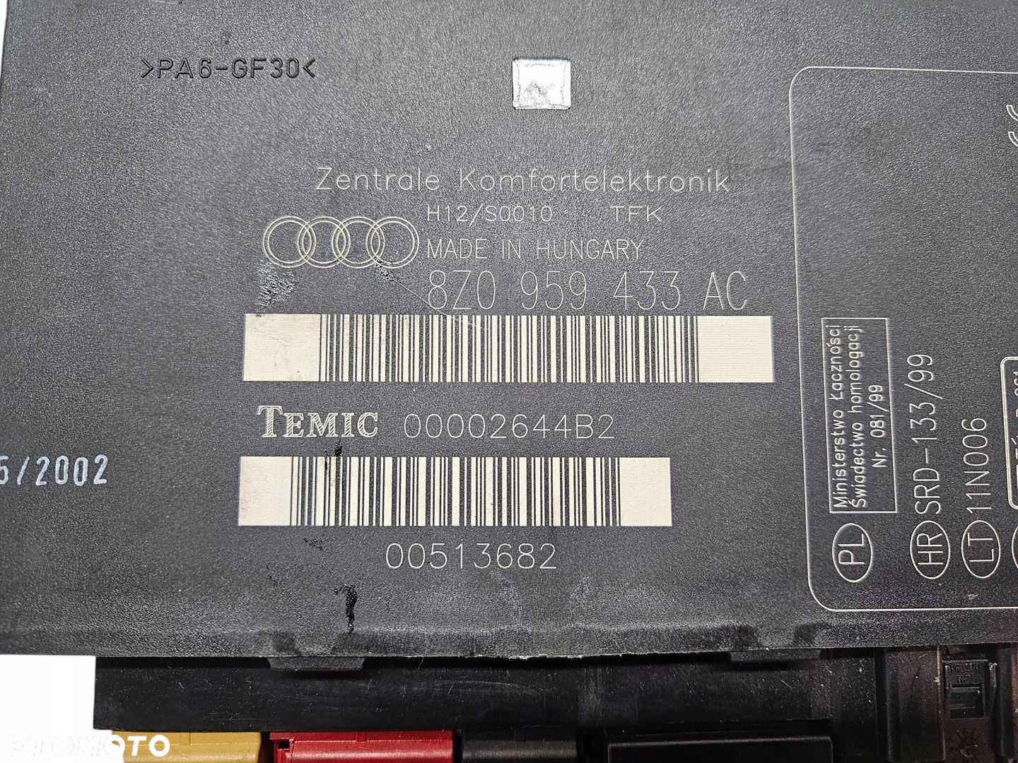 MODUŁ KOMFORTU STEROWNIK AUDI A2 00-05 8Z0959433AC  WTYCZKI - 2