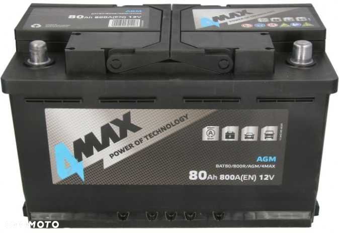 Akumulator 4MAX AGM 12v 80ah 800a P+ Radom, 3 lata gw. WYSYŁKA free - 1