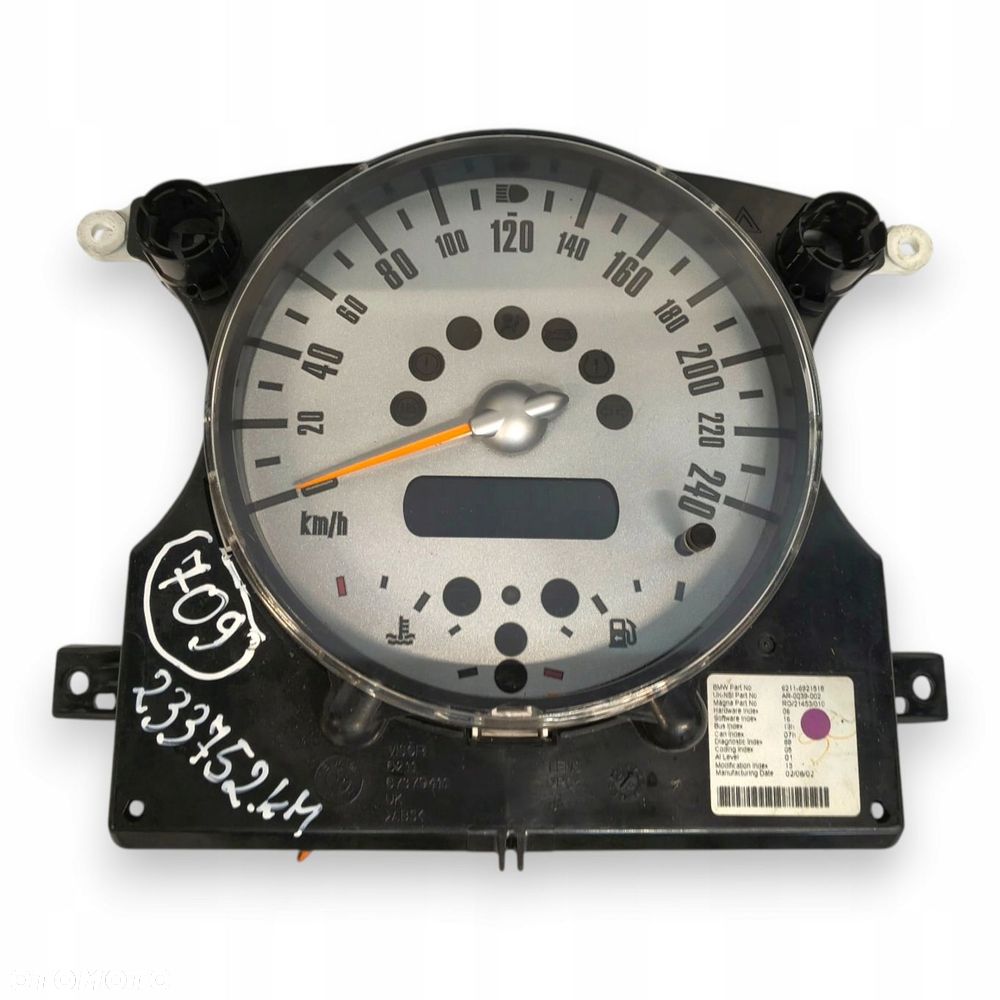LICZNIK ZEGARY 6921518 Mini Cooper R50 R52 R53 1.6 16V benzyna 233 752km - 1