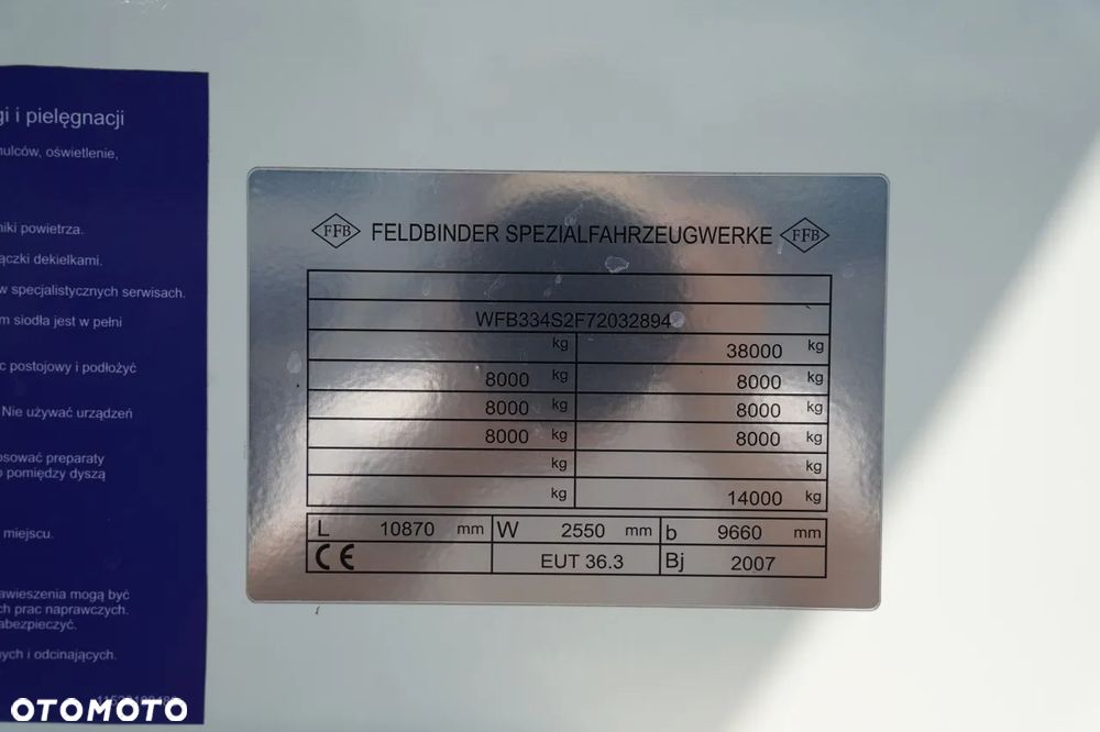 Feldbinder CEMENTONACZEPA / 3 KOMORY / 36 000 L / SILOS / DO MATERIAŁÓW SYPKICH / OŚ PODNOSZONA / SAF - 21