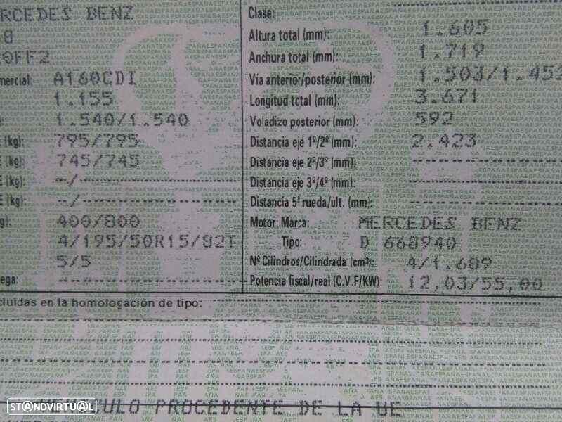 MOTOR COMPLETO MERCEDES-BENZ CLASSE A 2001 - 1