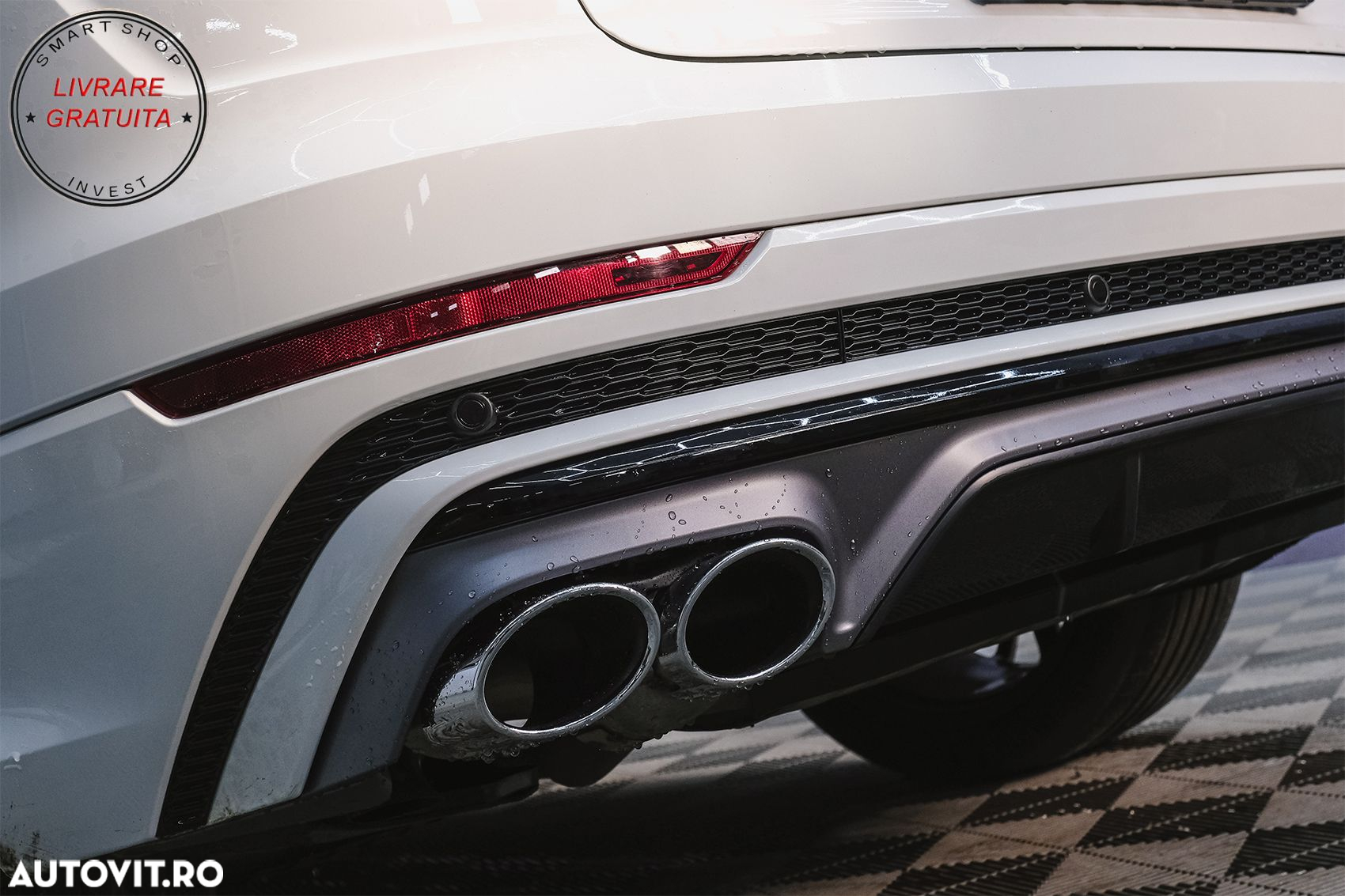 Difuzor Bara Spate Evacuare Dubla Audi Q8 S-Line (2018-2023) Evacuari Crom- livrare gratuita - 20