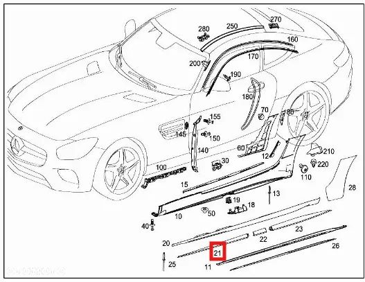 LISTWA OSŁONA PROGU PRAWA CZĘŚĆ PRZEDNIA MERCEDES GT R C190 A1906940400 - 8