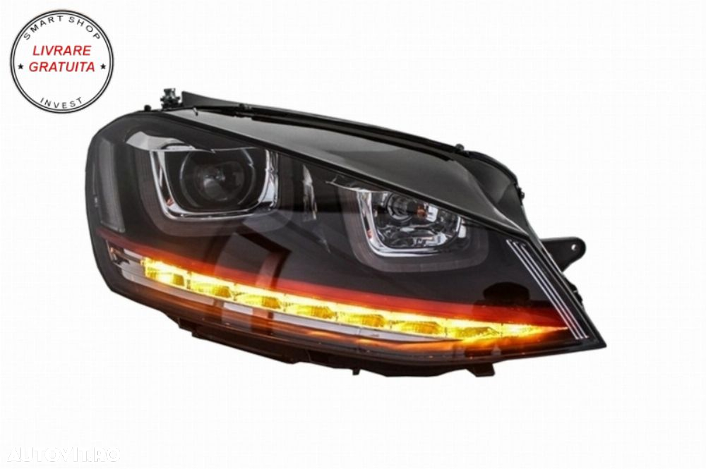 Ansamblu Faruri 3D Semnal Dinamic LED cu Grila VW Golf 7 VII (2012-2017) R20 GTI D- livrare gratuita - 11