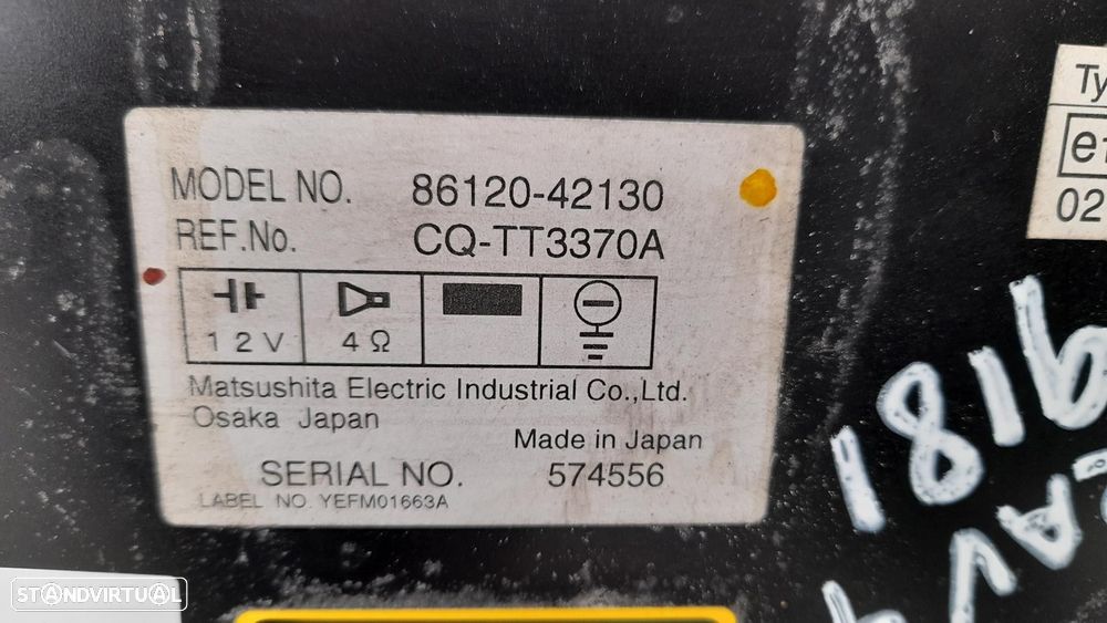 SISTEMA AUDIO / RADIO CD TOYOTA RAV 4 II 2005 -8612042130 - 2