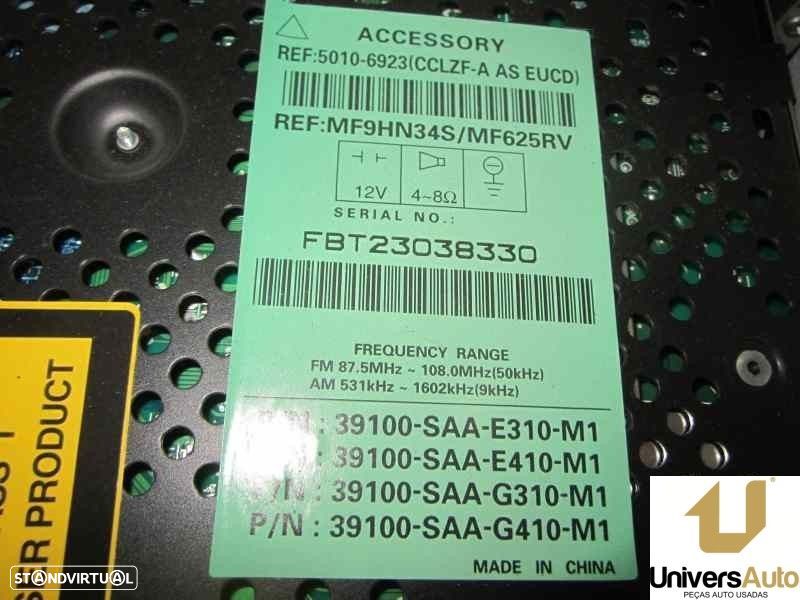 SISTEMA AUDIO / RADIO CD HONDA JAZZ II 2005 -39100SAAG412A15 - 4