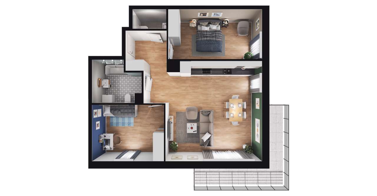 3-pokojowe mieszkanie 67m2 + balkon - Pełny obrazek: 2/23