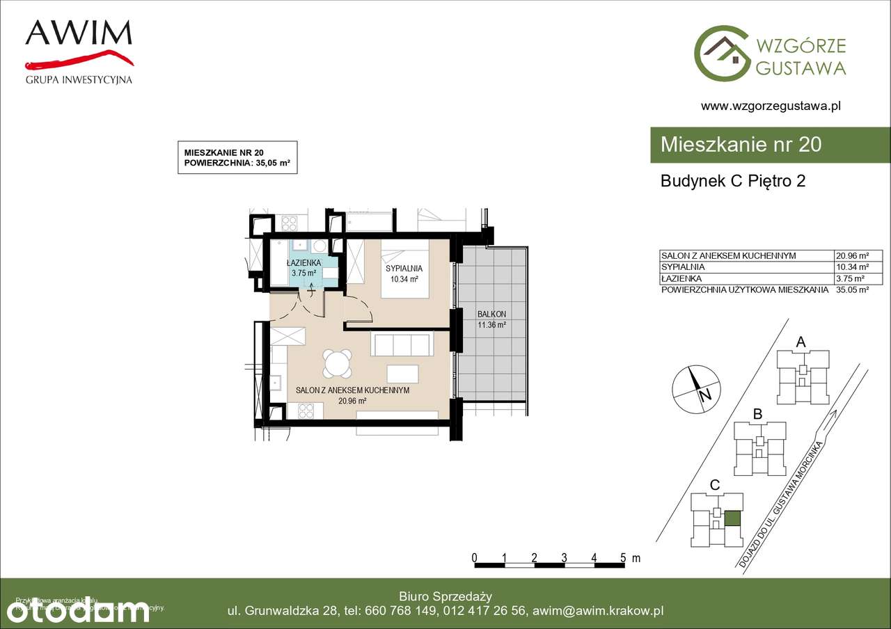 2-pokojowe mieszkanie 35,05m2+balkon-C20 - Pełny obrazek: 2/5