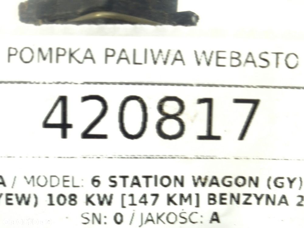 POMPKA PALIWA WEBASTO - 70.00 PLN - MAZDA 6 Station Wagon (GY) 2002 - 2008 2.0 (GYEW) 108 kW [147 - 4