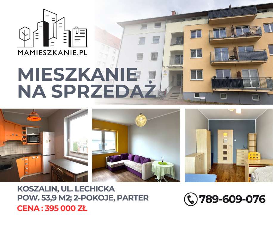Na sprzedaż mieszkanie - Koszalin, 53,9 m2, parter