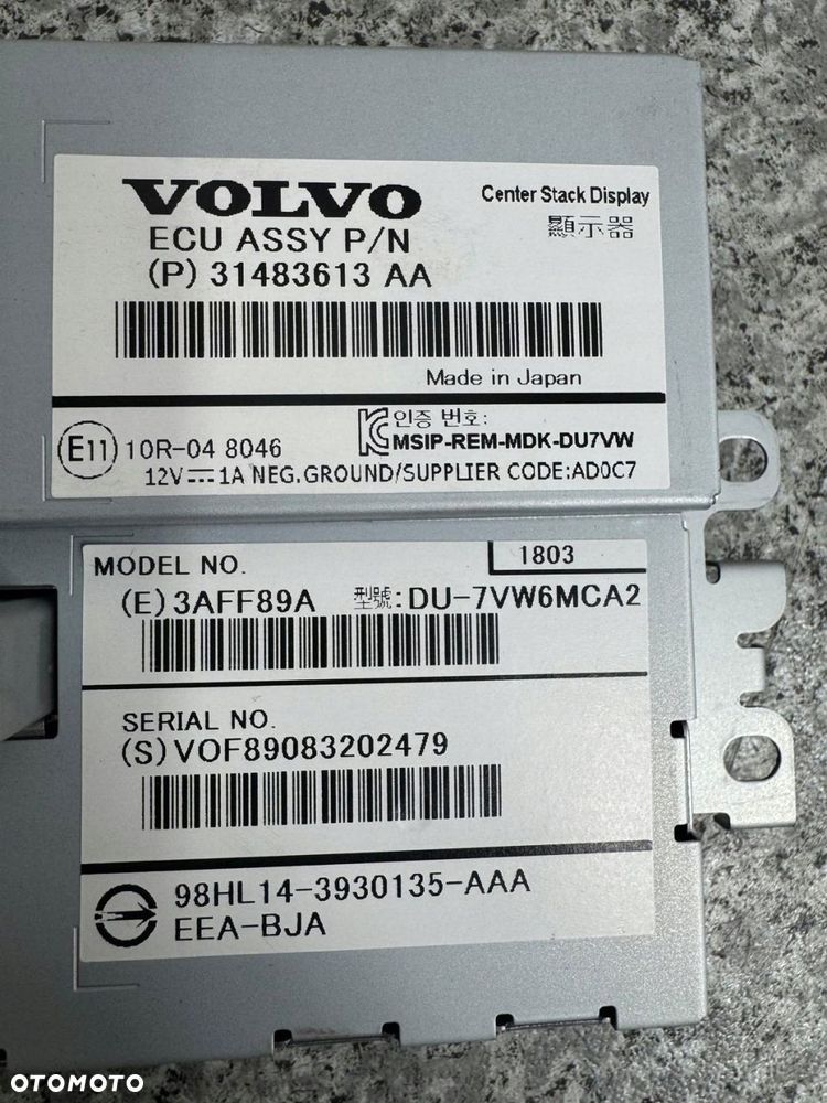 ekran monitor wyświetlacz nawigacji volvo v40 ii 2012-2018r 31483613 - 5