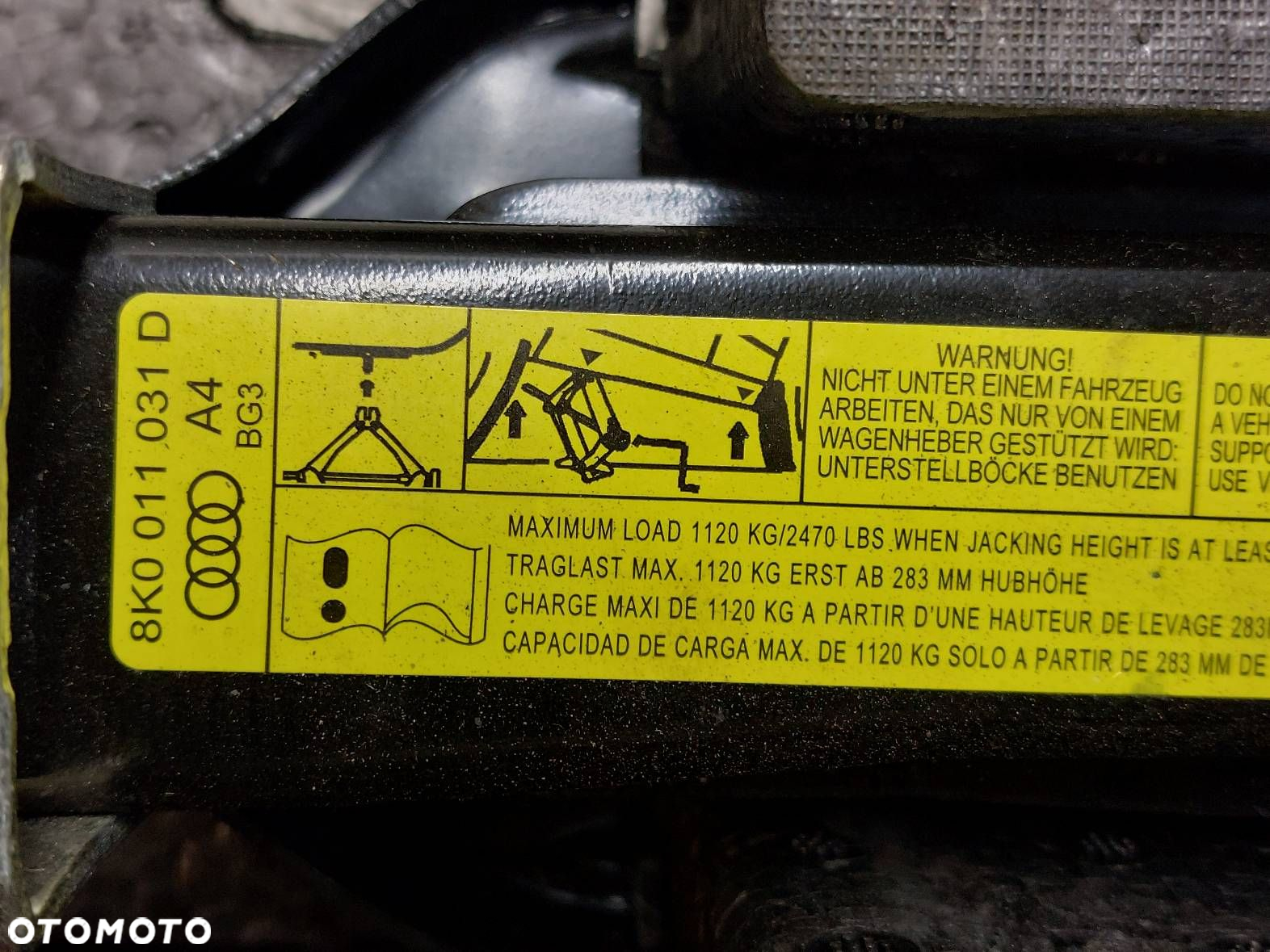 LEWAREK PODNOŚNIK SAMOCHODOWY UCHO AUDI A5 8T 8K0011031D 1120 KG - 8