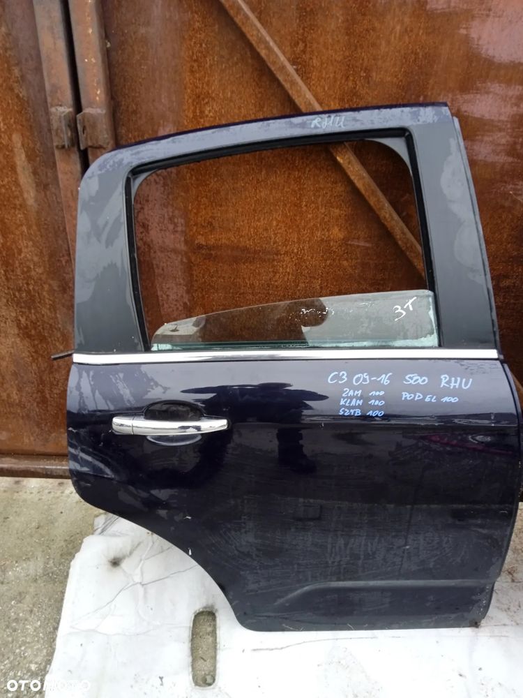 DRZWI PRAWE TYLNE CITROEN C3 09-16 ZAMEK KLAMKA PODNOŚNIK ELE. SZYBA KOD KOLORU RHU - 2