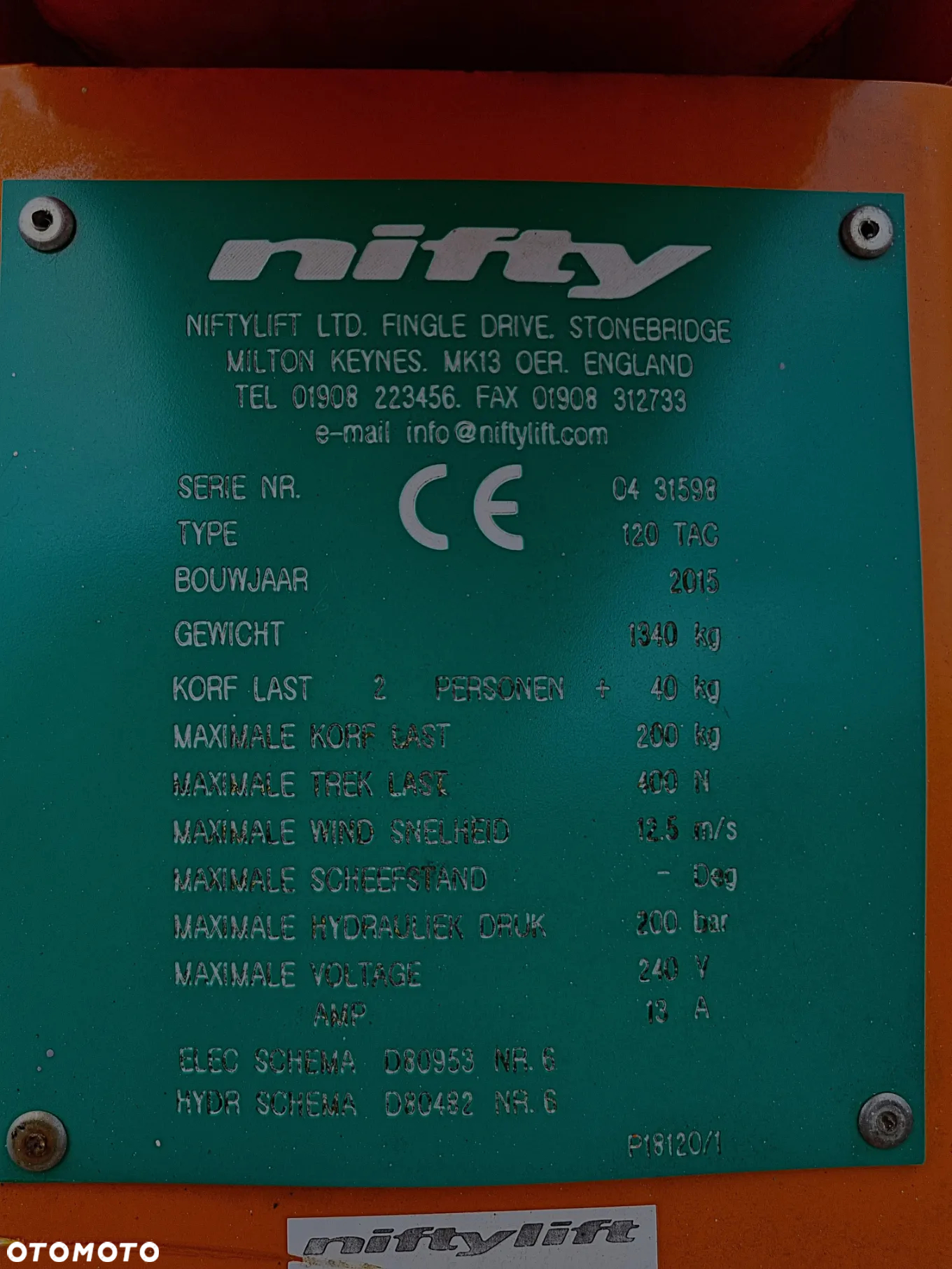 Nifty 120TAC Zwyżka Podnośnik Koszowy 12metrów Jak Nowa z Norwegii 2016rok Używana w komunalce raz do roku - 24