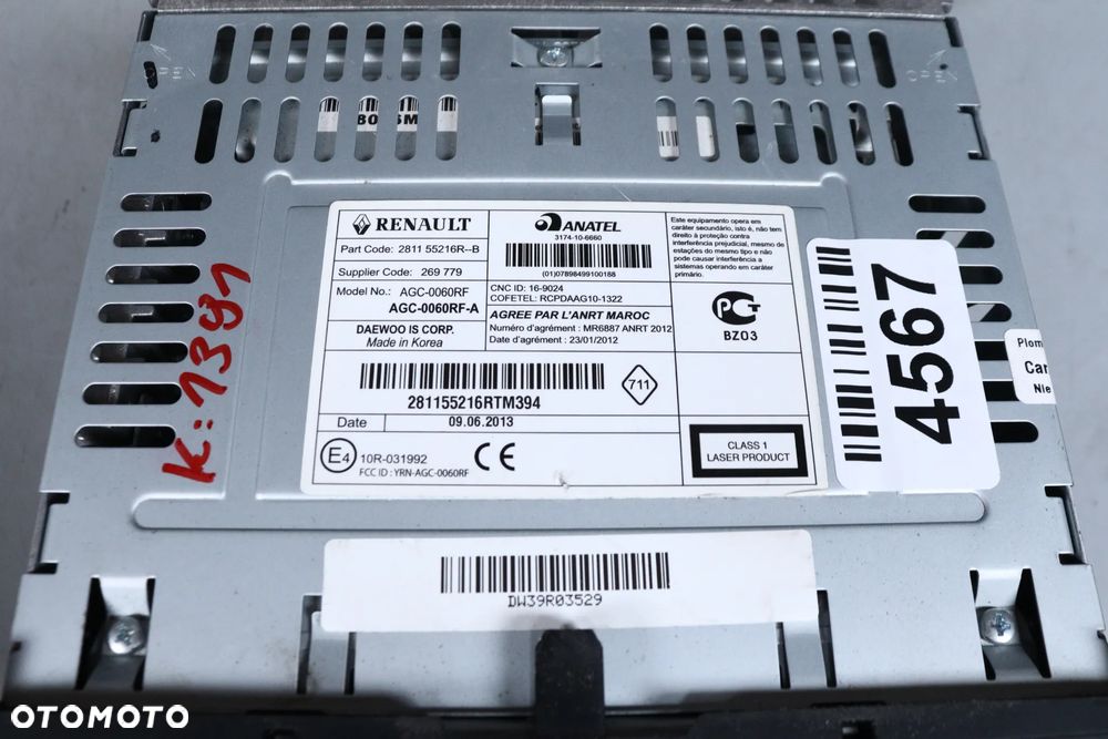 Radio fabryczne MP3 CD USB BT Dacia Sandero Duster Dokker Logan MCV + KOD - 8